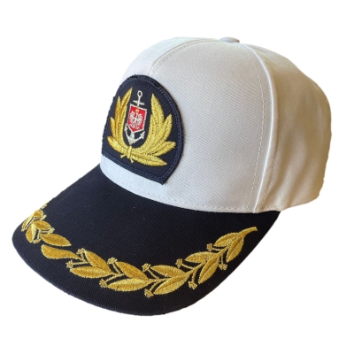 CZAPKA KAPITAŃSKA Marynarka Handlowa, czapka żeglarska, bejsbolówka, baseball cap BIAŁA